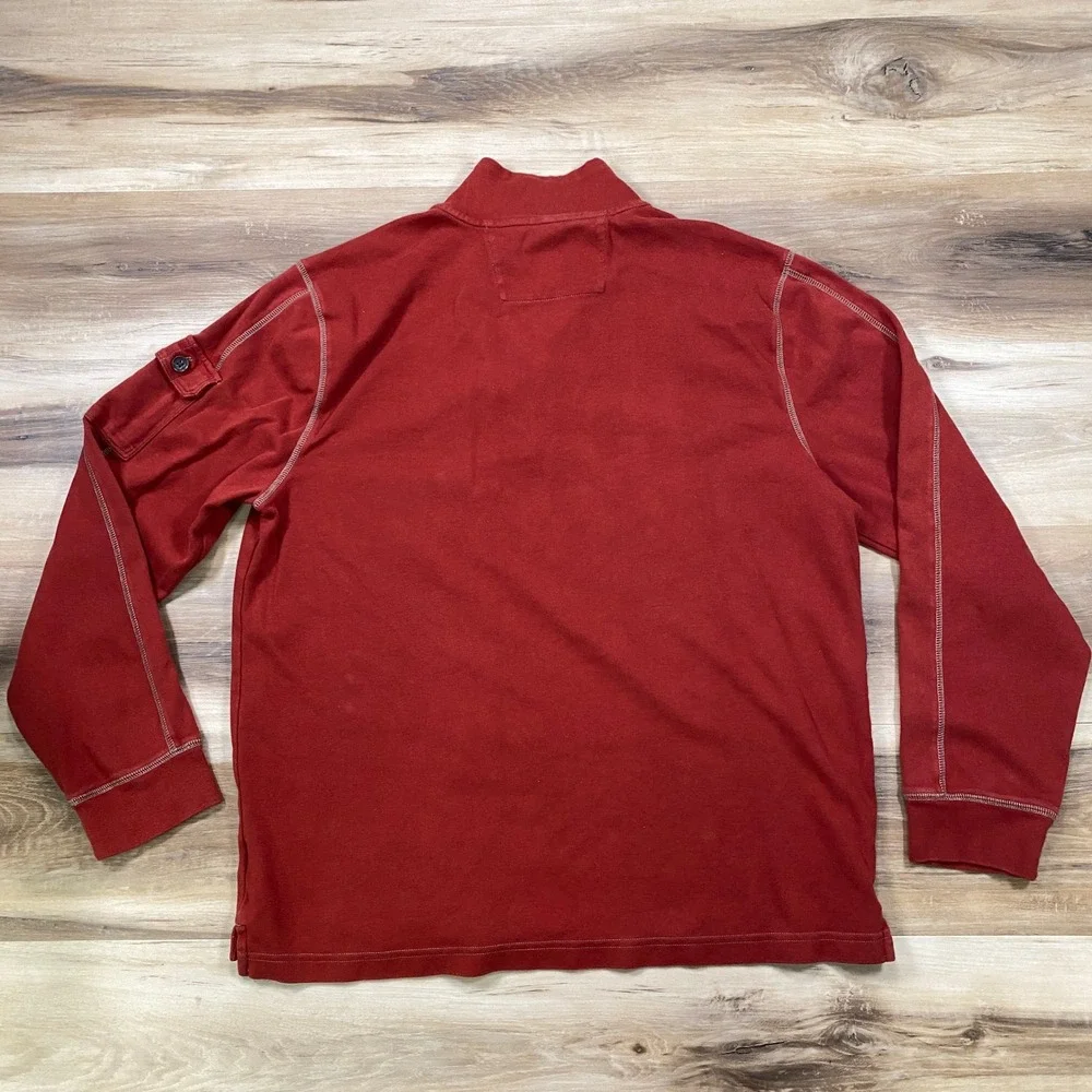 Banana Republic Henley Mens XL Heritage 100% Cotton Mock Neck Rust Red Casual